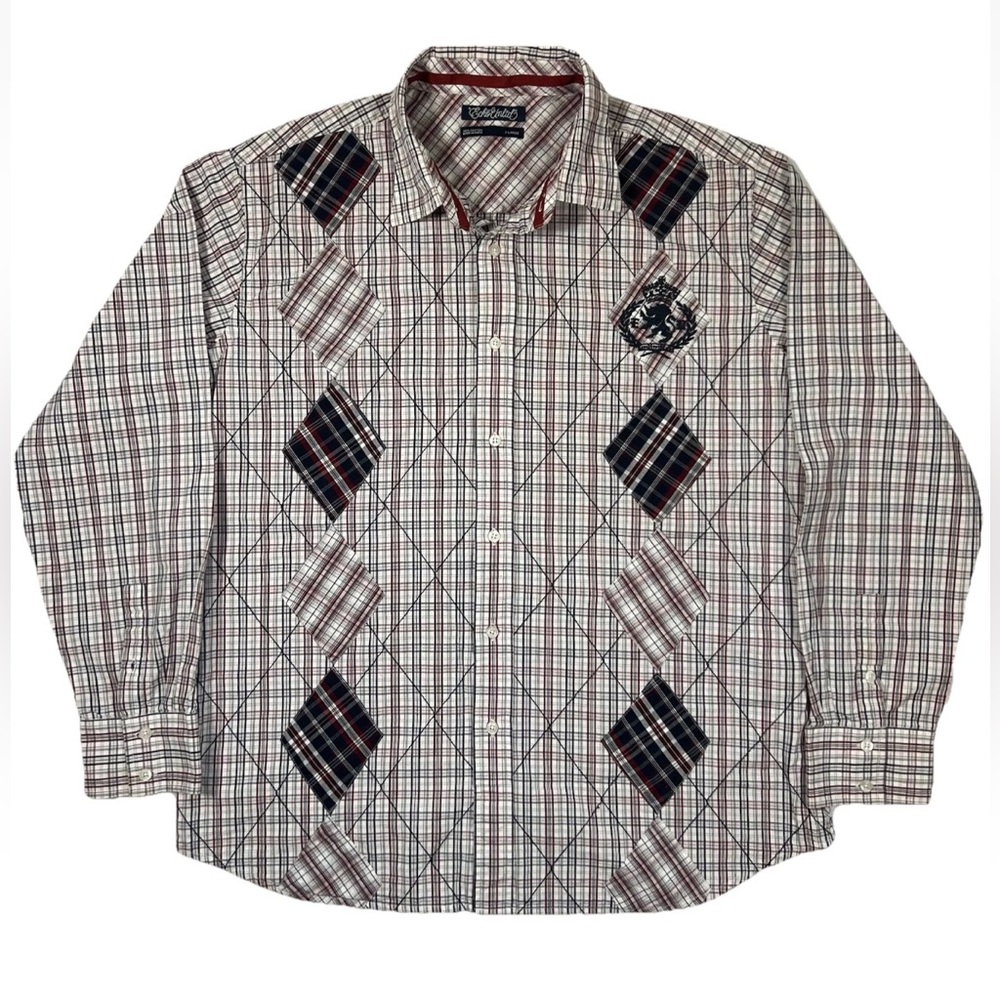 Vtg Ecko Unltd. Shirt Mens XL Button-Up Shirt Embroidered Patch Y2K Hip Hop